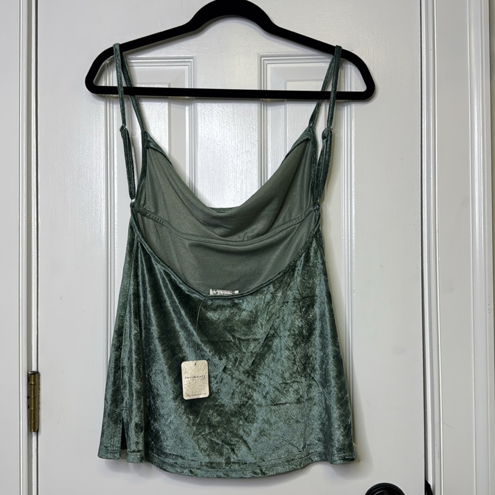 Free People Green Velvet Camisole with Cowl Neckline - Picture 9 of 9